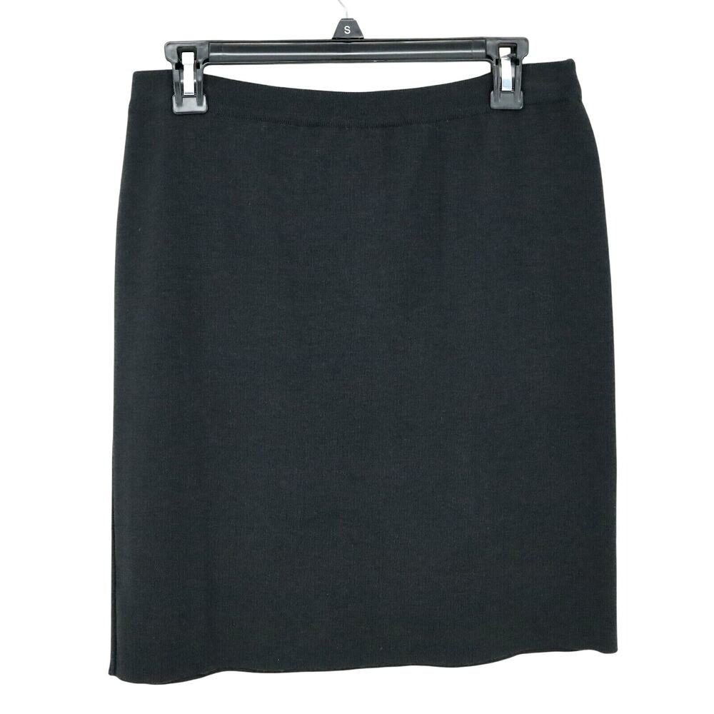 Laurel Escada Sweater Skirt Womens 8 US 40 EU Gray Black Wool Knit Pull On Vtg